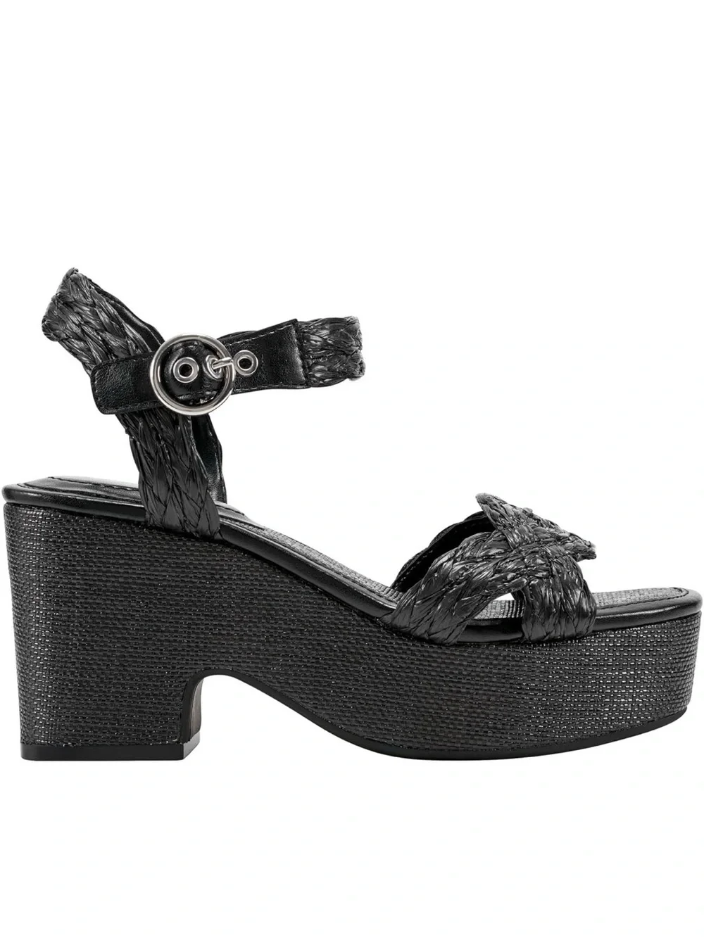 Bandolino Black Woven Platform Ankle-Strap Sandals 11M